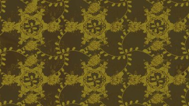 Sevimli çiçek raster deseni. Kahverengi, nötr ve yeşil renkte çiçekler. Kusursuz Renksiz Bahar Temalı Kusursuz Arkaplan. Düz Çiçek Elementleri Tasarımı.