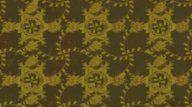 Çiçek deseni. Kahverengi, nötr ve yeşil renklerde çiçeksiz. Şatafatlı bahar bahçesi dokusu. Raster illüstrasyonu. Kahverengi, nötr ve yeşil renkte çiçekler.