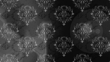 Çiçekler. Soyut etnik raster kusursuz desen. Vadinin çiçekleri gri, siyah ve kahverengi renklerde.