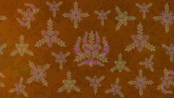 stock image Illustration on brown, purple and green colors. Snowflake simple. Symbol of winter, Merry Christmas holiday, Happy New Year celebration Raster illustration. Abstract wallpaper, wrapping decoration.