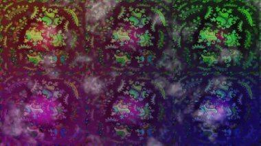 Renkli unsurlarla hareketli arka plan görüntüleri. Çiçekler. Eski model. Bayrak tarzı. Video kaydı. Şablon. Ekran koruyucular ya da reklamlar için karalama. Kusursuz. Döngü.