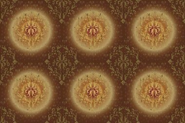 Doğulu stil, altın elementlerle kahverengi, bej ve sarı renklerde altın desenli arabesk yapar. Kusursuz kıvırcık saçlar. Raster altın desen.