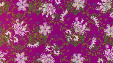 Yumuşak, bahar çiçekli arka plan. Mor, yeşil ve nötr renklerde çiçekler. Raster çiçek desenli ve çiçekli..