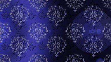 Raster illüstrasyonunda kusursuz çiçek deseni. Mor, mavi ve gri renkte çiçekler.