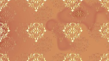 Kusursuz klasik altın desen. Raster geleneksel oryantasyon süsü. Altın desenli turuncu, bej ve kahverengi altın elementli.