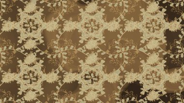 Çiçekli karalama şeklinde Raster çiçek deseni. Yumuşak, yaz çiçekli arka plan. Kahverengi, bej ve nötr renklerde çiçekler.