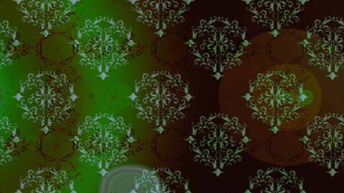 Raster illüstrasyonunda kusursuz çiçek deseni. Çiçekler suluboya tarzında yeşil, kahverengi ve siyah renklerde.