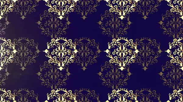 stock image Seamless oriental ornament in the style of baroque. Traditional classic golden raster pattern on blue, gray and brown colors with golden elements.