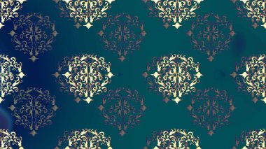 Klasik raster şablonu. Tekrarlayan elementlerle kusursuz soyut arkaplan. Mavi, gri, kahverengi ve altın desenli.