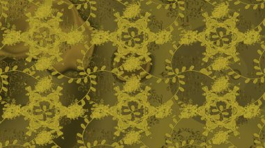 Raster illüstrasyonunda kusursuz çiçek deseni. Çiçekler suluboya tarzında yeşil, kahverengi ve sarı renklerde.