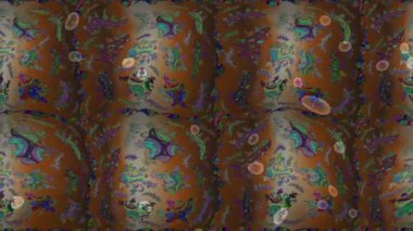 Renkli unsurlarla hareketli arka plan görüntüleri. Çiçekler. Eski model. Bayrak tarzı. Video kaydı. Şablon. Ekran koruyucular ya da reklamlar için karalama. Kusursuz. Döngü.