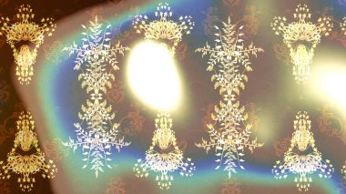 Raster illüstrasyonu. Çiçek desenli çizim. Bej, nötr ve kahverengi renkli Asya tekstili.