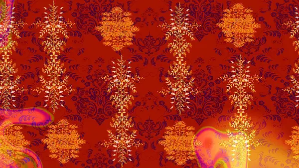 Güzel soyut kar tanesi raster tasarımı. Düz kar karalama ikonları, kar taneleri kırmızı, turuncu ve sarı renkli siluetler noel afişleri, kartlar. Yeni yıl kar tanesi.