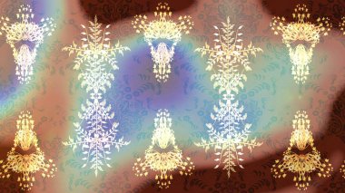 Kışın sembolü. Renkli arka planda izole edilmiş suluboya kar taneleri. Kar tanesi kışı. Raster illüstrasyonu.