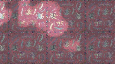 Pembe, mor ve gri renkli şirin çiçek desenleri. Raster Modaya uygun kumaş deseni. Renkli Bahar Teması eskiz kalıbı. Düz Çiçek Elementleri Tasarımı.