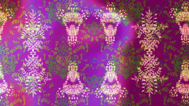 Sembol kışı, donmuş, Noel, yeni yıl tatili. Grafiksel element dekorasyonu. Raster tasarımı. Düz dizayn. Kar Tanesi Mozaik ikonu. Siluet kar tanecikleri işareti mor, mor ve yeşil renkler.