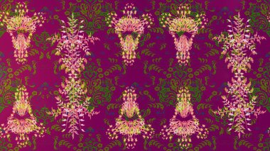 Çiçek deseni. Raster illüstrasyonu. Chichi 'nin kumaş kalıbını çiz. Renkli Bahar Teması eskiz kalıbı. Düz Çiçek Elementleri Tasarımı.