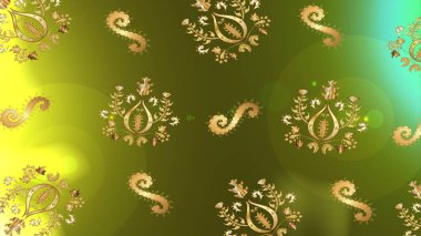 Altın renkte kar tanesinden yapılmış kış deseni. Raster illüstrasyonu. Kış konsepti Düz yatıyordu.