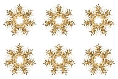 Siluet kar tanesi tabelası izole edilmiş altın renkler. Grafiksel element dekorasyonu. Kar Tanesi Mozaik ikonu. Düz dizayn. Sembol kışı, donmuş, Noel, yeni yıl tatili.