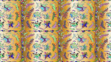 Renkli unsurlarla hareketli arka plan görüntüleri. Çiçekler. Eski model. Bayrak tarzı. Video kaydı. Şablon.