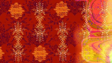 Düz Çiçek Elementleri Tasarımı. Kırmızı, turuncu ve sarı renkte çiçekler. Çiçek desenli eskiz, yaz çiçekleri. Renkli Bahar Teması çizim şablonu.