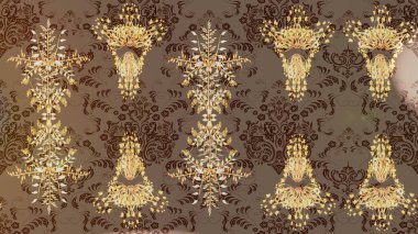 Tropik çiçek desenleri. Raster illüstrasyonu. Kahverengi, bej ve nötr renklerde çiçekler.