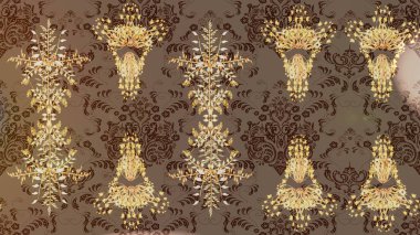 Tropik çiçek desenleri. Raster illüstrasyonu. Kahverengi, bej ve nötr renklerde çiçekler.