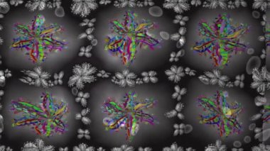 Renkli unsurlarla hareketli arka plan görüntüleri. Çiçekler. Eski model. Bayrak tarzı. Video kaydı. Şablon.