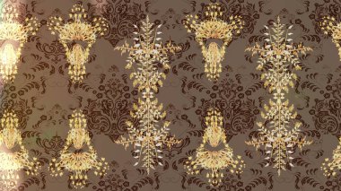 Suluboya resim taklit Raster çizimi. El çizimi, soyut ve süslü elementler. Klasik çiçekler. Kahverengi, bej ve nötr renkler. Yaz çiçekleri teması.