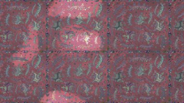 Raster illüstrasyonundaki çiçek desenli çizim. Mor, pembe ve gri renklerde. Güzel kumaş deseni. Raster illüstrasyonu.