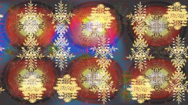 Kar tanesi süs desen. Snowflakes desen. Kar taneleri arka plan. Arka plan üzerinde izole soyut kar taneleri ile düz tasarım. Raster illüstrasyon.