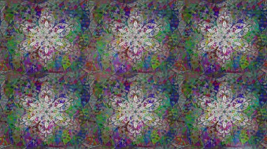 3D çiçekler, eskiz. Raster illüstrasyonu. Gri, yeşil ve kahverengi renklerde.