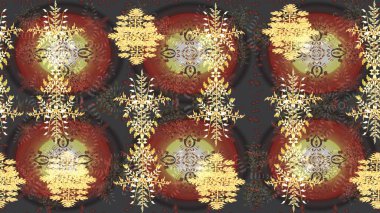 Kar tanesi renkli desen. Snowflakes desen. Raster kar taneleri arka plan. Renk arka plan üzerinde izole soyut kar taneleri ile düz tasarım. Raster illüstrasyon.