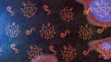 Raster güzel bir çiçek deseni çizmiş. Bahar mevsimi. Tatil havası. Nazik romantik baskı. Kahverengi, mor ve mavi renkte çiçekler.