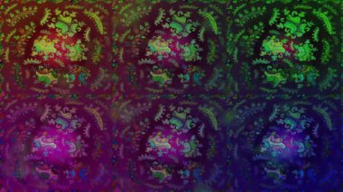 Renkli unsurlarla hareketli arka plan görüntüleri. Çiçekler. Eski model. Bayrak tarzı. Video kaydı. Şablon.