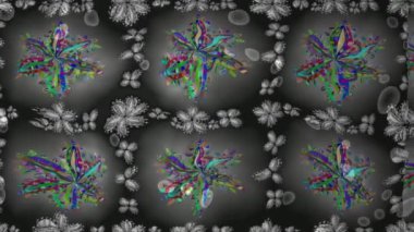 Renkli unsurlarla hareketli arka plan görüntüleri. Çiçekler. Eski model. Bayrak tarzı. Video kaydı. Şablon.