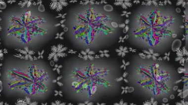 Renkli unsurlarla hareketli arka plan görüntüleri. Çiçekler. Eski model. Bayrak tarzı. Video kaydı. Şablon.