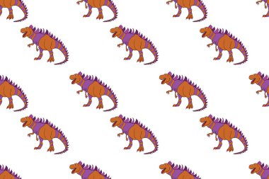 Dinozorlarla birlikte geometrik kusursuz desen. Renkli kertenkele benzeri dinozorlar paketleme ya da giydirme için. Saurischian dinozorları.