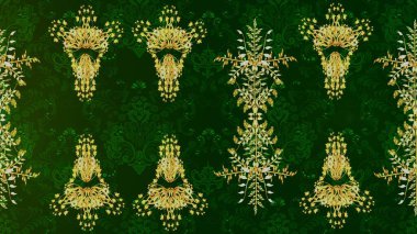 Mavi, yeşil ve gri renkte çiçekler. Çiçek süslemeli çizim deseni. Raster illüstrasyonu.