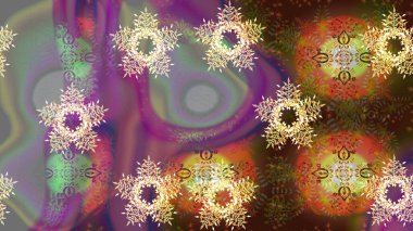 Kahverengi, mor ve nötr renklerde şirin soyut kar taneleri raster tasarımı. Yeni yıl kar tanesi. Düz kar karalama ikonları, kar taneleri silueti Noel afişi için, kartlar.