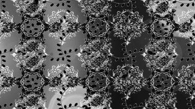 Çiçekli, suluboya desenli kusursuz çiçek deseni. Gri, siyah ve nötr renkte çiçekler. Renkli Bahar Temalı, pürüzsüz bir arka plan. Düz Çiçek Elementleri Tasarım Raster illüstrasyonu.