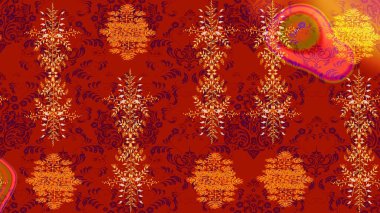 Raster illüstrasyonu. Noel stili. Kırmızı, turuncu ve sarı renkte kar taneleri.