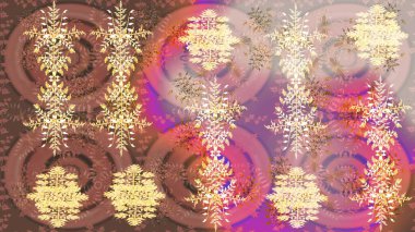 Güzel soyut kar tanesi raster tasarımı. Düz kar karalama ikonları, kar taneleri kahverengi, pembe ve bej renkli siluetler noel afişi için, kartlar. Yeni yıl kar tanesi.