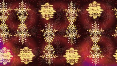 Kahverengi, kırmızı ve sarı renklerde kar tanesinden yapılmış kış deseni. Kış konsepti Düz yatıyordu. Raster illüstrasyonu.