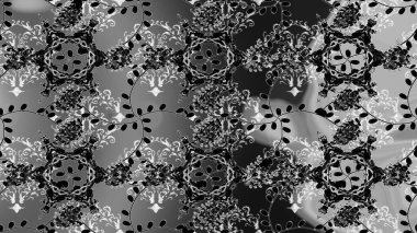 Patlayan çiçekler soyut olarak yerleştirilmiş. Raster deseni. Gri, siyah ve nötr renklerde bahar çiçekleri. Raster illüstrasyonu.