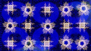 Raster illüstrasyonu. Siyah, nötr ve mavi kar taneleri. Kar tanelerinin soyut arkaplanlı Noel şablonu. Noel ve Yeni Yıl moda baskıları için tatil tasarımı.