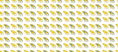 Saurischian dinozorları. Renkli kertenkele benzeri dinozorlar paketleme ya da giydirme için. Dinozorlarla geometrik, pürüzsüz desen.