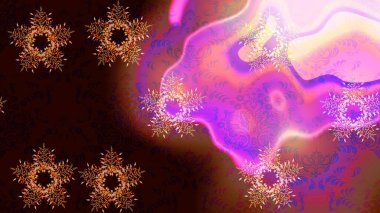 Farklı kar taneleri toplayıcısı, siyah, kahverengi ve pembe renklerde kış elementleri. Raster Noel soyut renkli arkaplan ve tatlı kar tanesi.