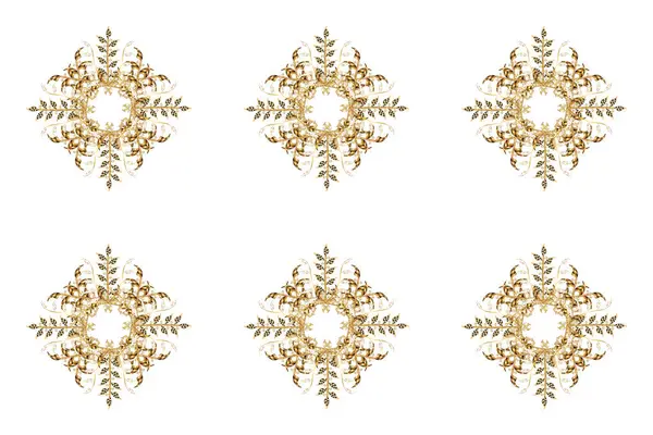 Kar tanelerinin soyut arkaplanı olan şirin bir Noel arkaplanı. Renkler. Noel ve yeni yıl moda baskıları için tatil tasarımı. Altın kar taneleri.