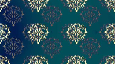 Klasik barok çiçekli desenli altın rengi mavi, gri ve kahverengi. Süslü raster dekorasyonu. Lüks, kraliyet ve Viktorya dönemi konsepti. Altın element mavi, gri ve kahverengi renklerde.